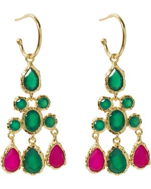 YAA YAA LONDON Nefretiti Gemstone Earrings - Green