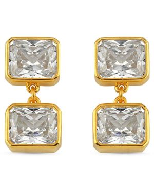 LINYA JEWELLERY Double Crystal Stone Dangle Earrings - Metallic