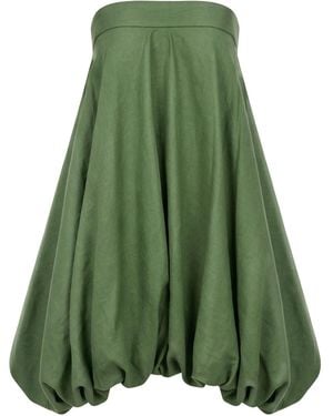 Kargede Linen Strapless Bubble Mini Dress – Designer Wedding Guest Style - Green
