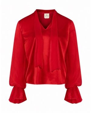 Gunda Hafner Ltd Silk Blouse With Sheer Sleeves - Red
