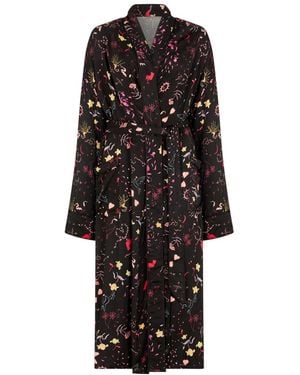 Lily and Lionel Corina Kimono Style Love Letter Print Robe - Black