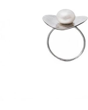 Silver Moon Pearl Sterling Ring - Metallic