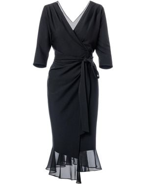 concept A trois Wrap Dress With Silk Ruffles - Black