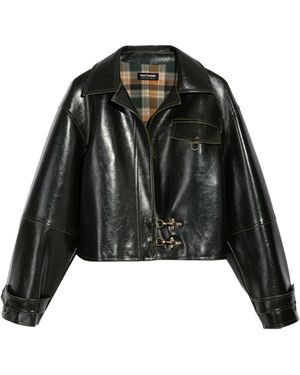 Nocturne Buckle Detail Faux Leather Jacket - Black