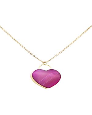 Saachi Agate Heart Necklace - Purple