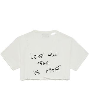 Come on Joy Division Love Will Tear Us Apart Cropped Tee — Distressed - White