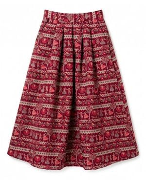 Louche Pasadena Heirloom Jacquard Midaxi Skirt - Red