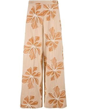 Traffic People Grace & Maude Floral Rene Wide Leg Pants - Natural