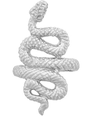 Zoe & Morgan Hand-Carved Recycled Silver Snake Ring - Metallic