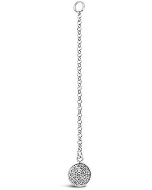 Lutiro Single Earring Round Cz Charm With Chain - White