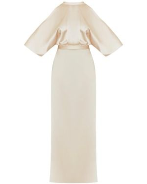 UNDRESS Neutrals Deva Champagne Cold Shoulder Long Evening Dress - White