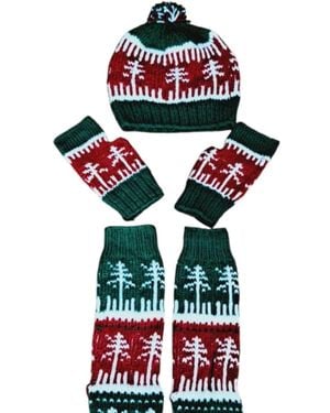 Springmoonatelier Handmade Wool Hat, Gloves And Socks Set - Red