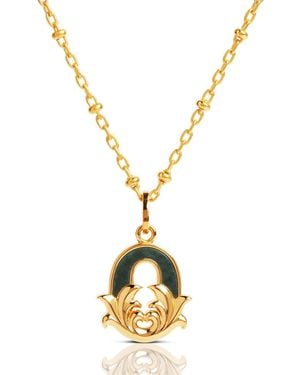 Kasun Plated O Initial Necklace With Marble - Metallic