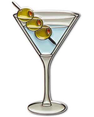 Make Heads Turn Enamel Pin Martini With Olives - Yellow