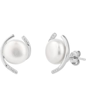 Spero London Sterling Whimsy Swirl Pearl Earring - White