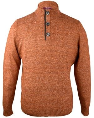 DAVID WEJ Jayden Button Neck Elbow Patch Jumper - Brown