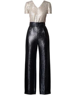 Rumour London Naomi & Sequined Jumpsuit With V-Shaped Back And Belt - Blue