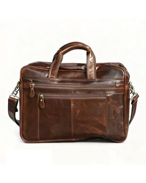 Touri Doctor Style Genuine Leather Briefcase - Brown