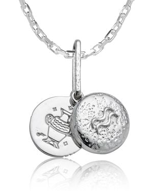 Cartography Aquarius Zodiac Locket Necklace - Metallic
