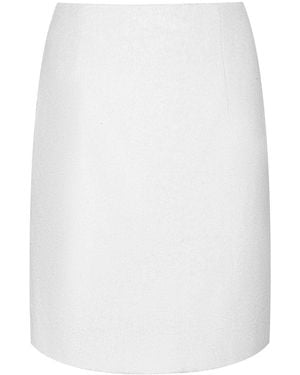 Conquista Ecru Wool Coat Fabric Mini Skirt - White