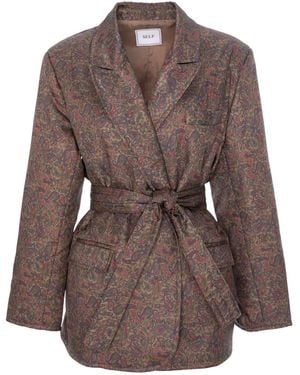 concept A trois Neutrals Sculptural Heritage Burgundy Blazer With Tonal Paisley Print- Special Capsule "Self.Readytowear" - Brown