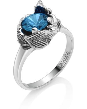Unaloe Sterling Ring With Royal Zirconia Coleus– Handmade Jewelry For - Blue