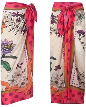 LOVEIST STORE Fiore Printed Viscose Pareo Sarong - Red
