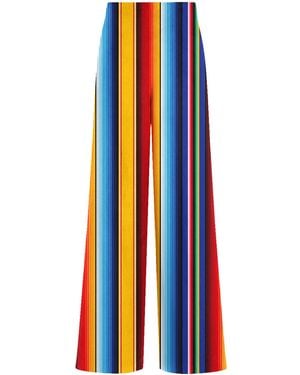 Aloha From Deer Mexican Stripes Long Loose Pants - Blue