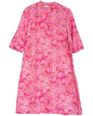 Niza Midi Dress With Embroidery And Belt - Pink