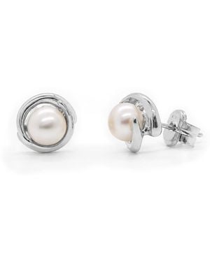 Unaloe Radiant Pearl Stud Earrings – Italian Sterling Jewellery For - Metallic