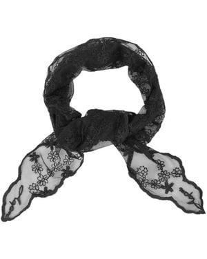 Saachi Embroidered Lace Bandana - Black