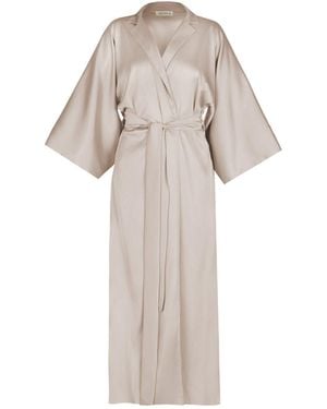 Avenue 8 Maxi Silk Collar Robe - Natural