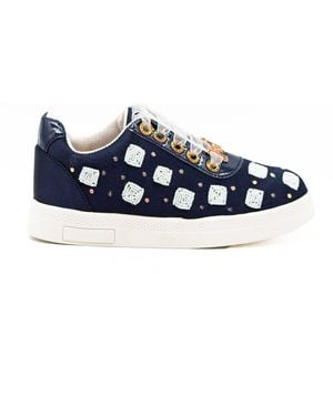 Rettrose Isabelle Luxury Satin Handmade Embellished Tennis Shoe - Blue