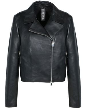 Freaky Nation Bonded Leather Biker Jacket - Black