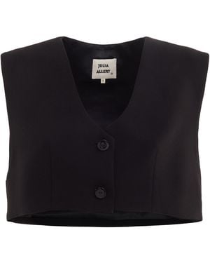 Julia Allert Cropped Button-Front Vest - Black