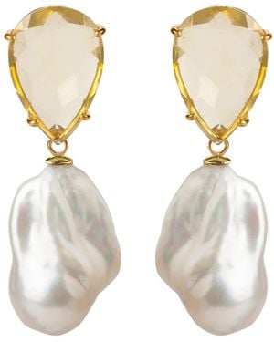Bounkit Nora Earrings Pearls Clip On - White