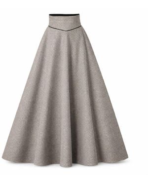 Nikka Place Long Wool A-Line Skirt With Ultra High Waist And Pockets - Grey