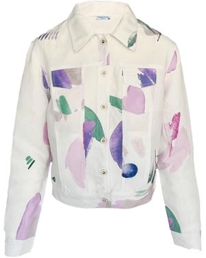 Haris Cotton Printed Flap Pocket Linen Blend Jacket Tree - White