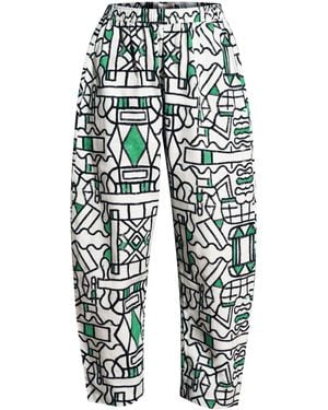Wild Clouds Organic Cotton & Linen Balloon Trousers - Blue