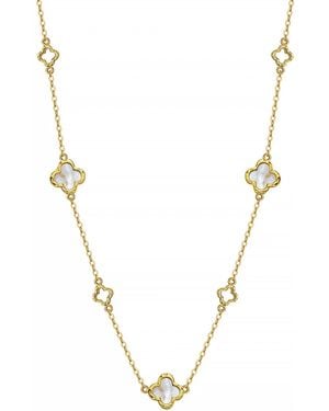 Shaded the Label Fiadh Pearl Clover Necklace - Metallic