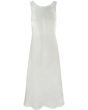 Haris Cotton Midi A-Line Linen Dress - White