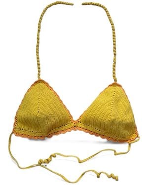 Springmoonatelier Golden Marigold Hand-Crocheted Triangle Bikini Top – Limited Edition - Yellow