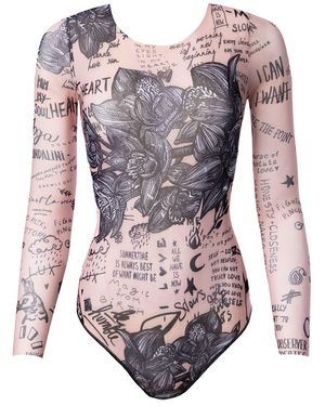 Rodasoleil Smart Swimwear One-Piece Swimsuit With Sleeves Nude Body-Art - Pink