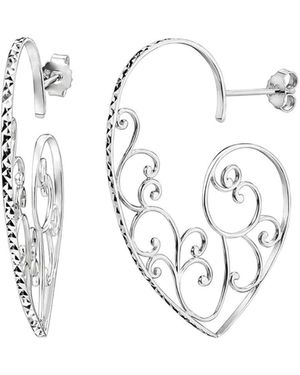 Gold & Honey Filigree Heart Earrings - White