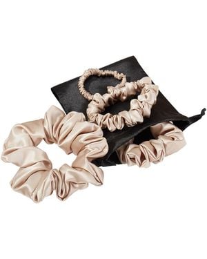 Soft Strokes Silk Neutrals Set Of Four Pure Mulberry Silk Scrunchies - Multicolour