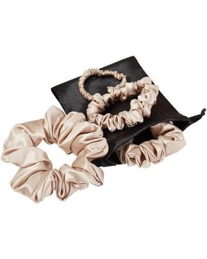 Soft Strokes Silk Neutrals Set Of Four Pure Mulberry Silk Scrunchies - Multicolor