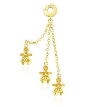 Unaloe Plated Textured Girl Charm Drop Earrings – Contemporary Artisan Jewellery For - Metallic