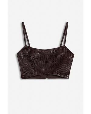Nocturne Snake Effect Leather Bralet - Brown