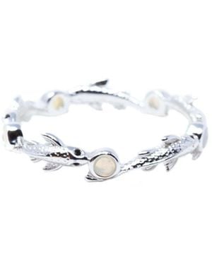 NASI SILVER Eternity Neshama Fish Band- Opal - White
