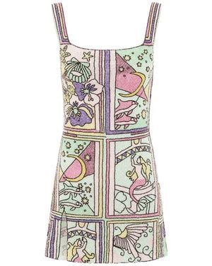 Oceanus Talia Hand Beaded Crystal Party Dress - Multicolour